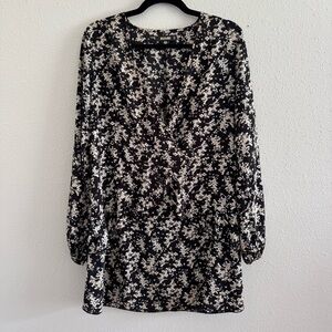 Missguided Black Floral Long Sleeve Mini Dress Size 6